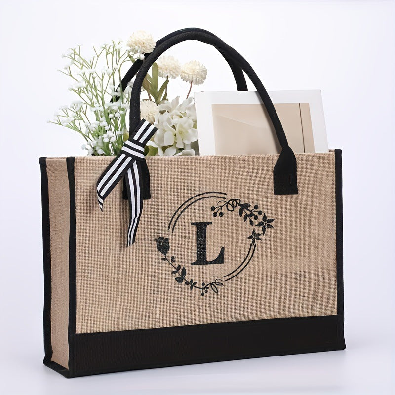 Jute Large Capacity Letter Simplicity Portable Handbags