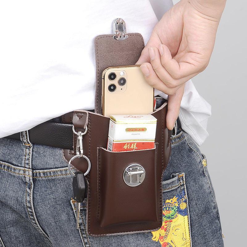 Popular Men's Cattle Leather Mobile Summer Men's Waist Packs