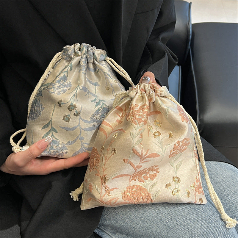 Fresh Elegant Drawstring Bouquet Portable Storage Cosmetic Bags