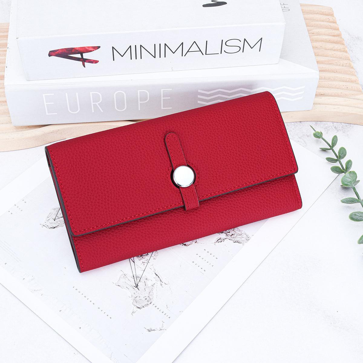 Women's Fashion Long Genuine Leather Design Clutch Large Ladies Wallet