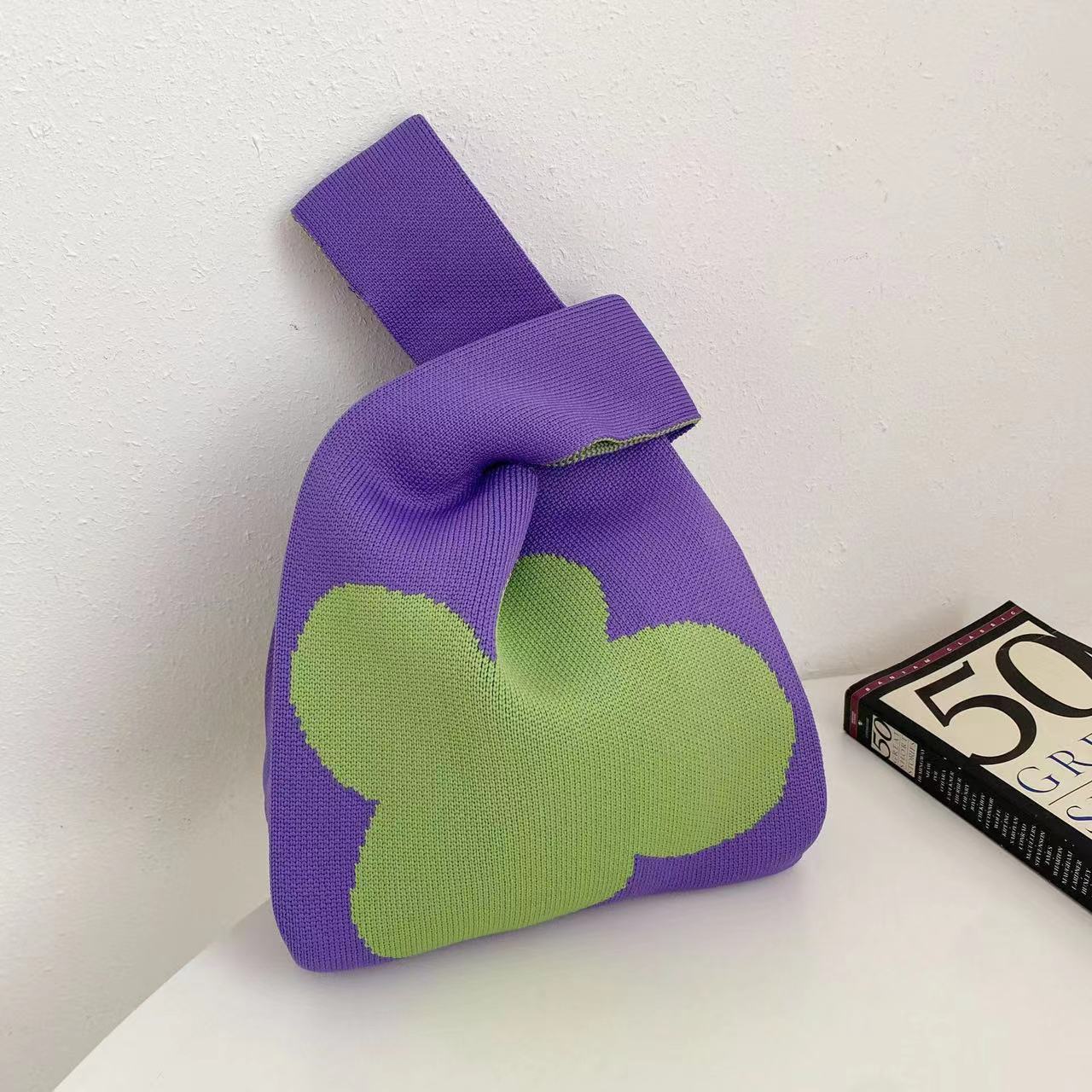 Women's Capacity Striped Knitted Portable Out Bags