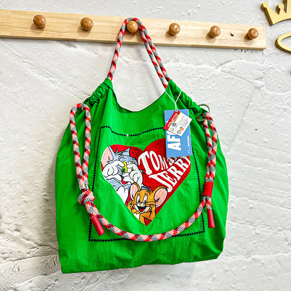 Authorized Embroidered Shopping Female Cartoon Fashion Portable Shoulder Bags