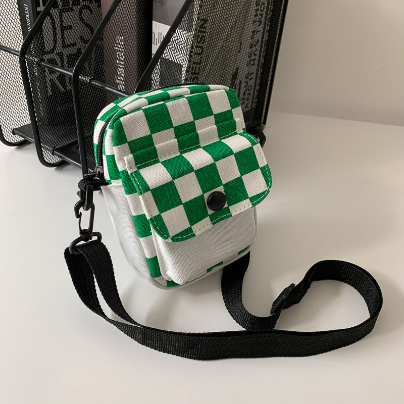 Women's Retro Color Plaid Simple Fashion Trendy College Women's Messenger Bag