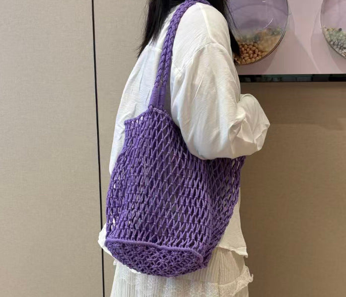 Thread Woven Large Capacity Mesh Hollow Handmade Fashion Bags