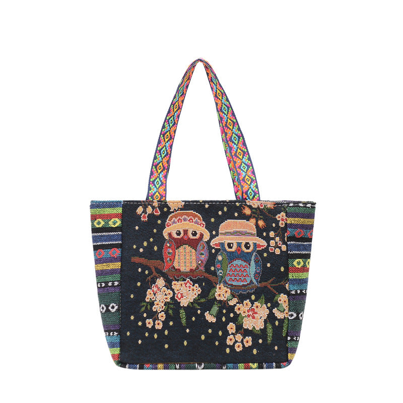 Women's Ethnic Style Embroidered Artistic Retro Large Capacity Linen Handbags
