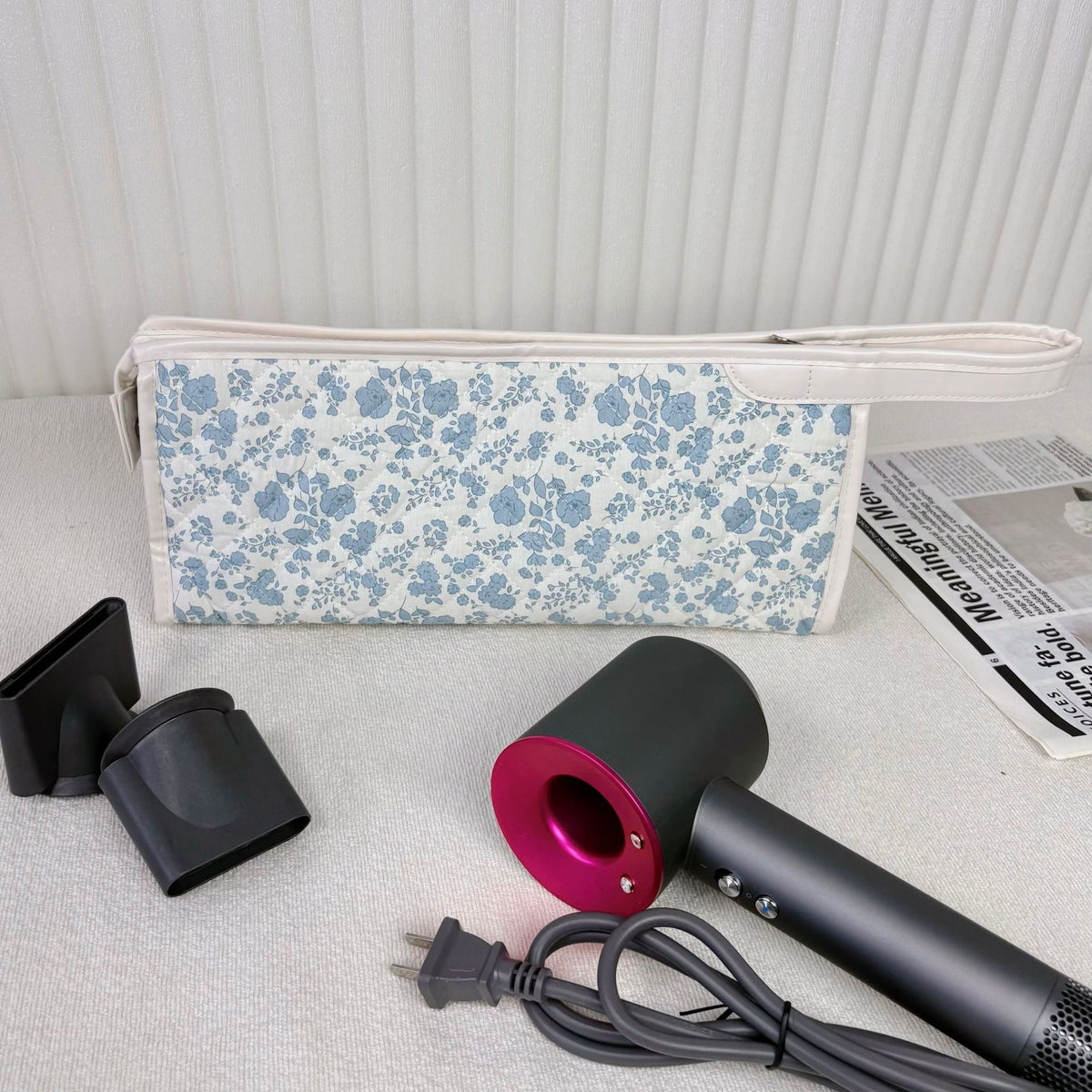 Capacity Hair Dryer Storage Portable Floral Cosmetic Bags