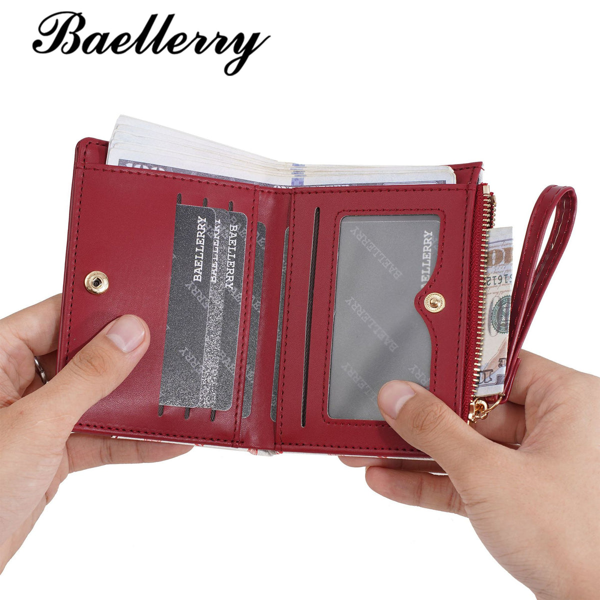 Women's Short Large Capacity Zipper Multiple Slots Ladies Wallet