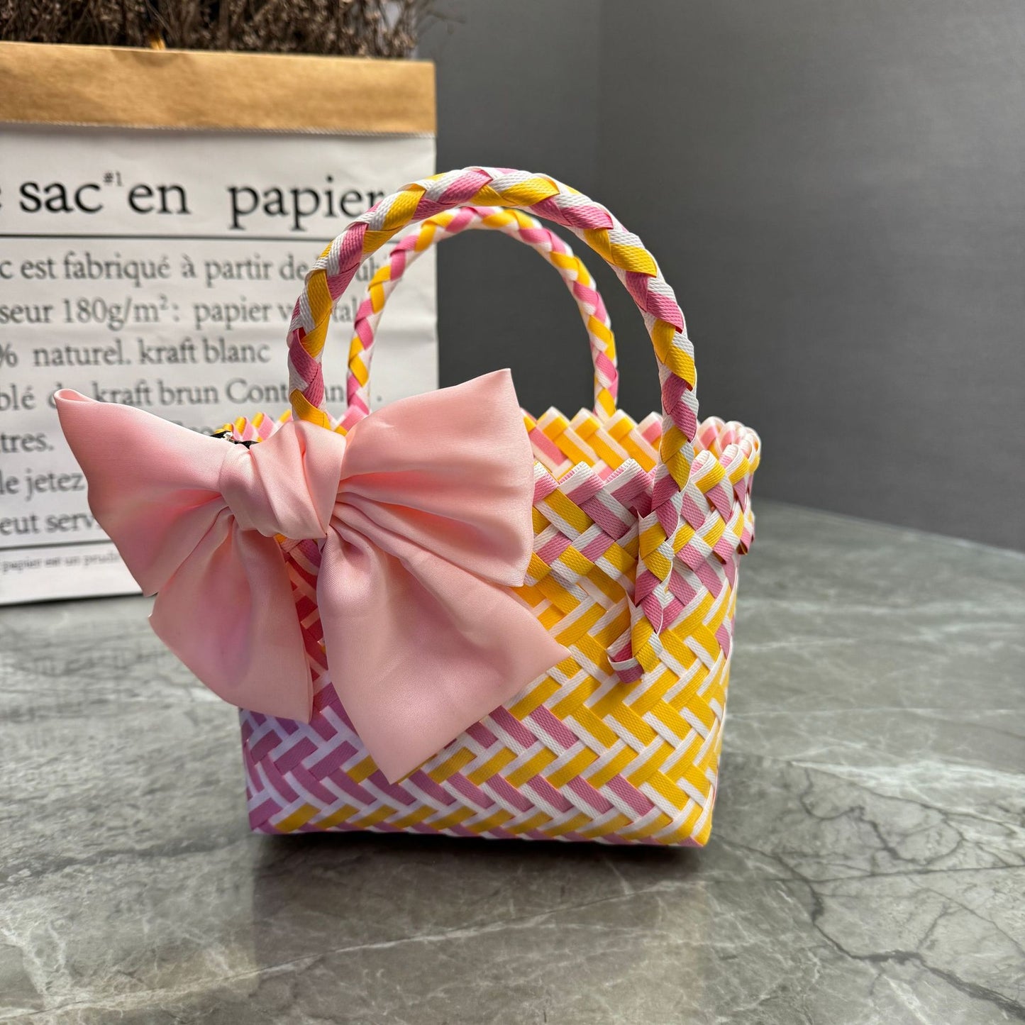 Women's Plastic Woven Knitted Basket Hand Gift Handbags