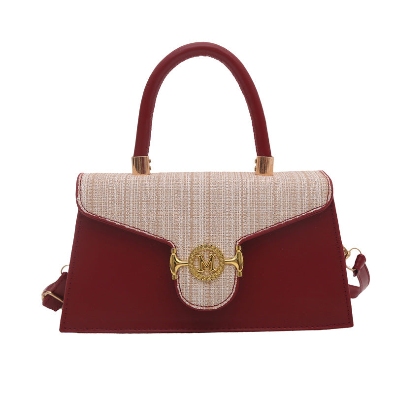 Women's Simple Stitching Letters Large Capacity Fashion Retro Women's Shoulder Bag
