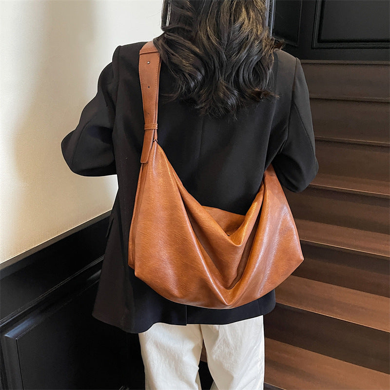 Fashion Soft Leather Simple Solid Color Leisure Women's Shoulder Bag