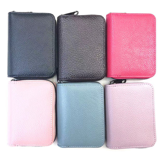 Women's Multiple Slots Large Capacity Lychee Pattern Expanding Clamp Credit Card Holder