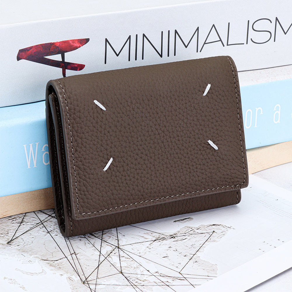 Women's Pure Cowhide Short Fashion Genuine Leather Purses