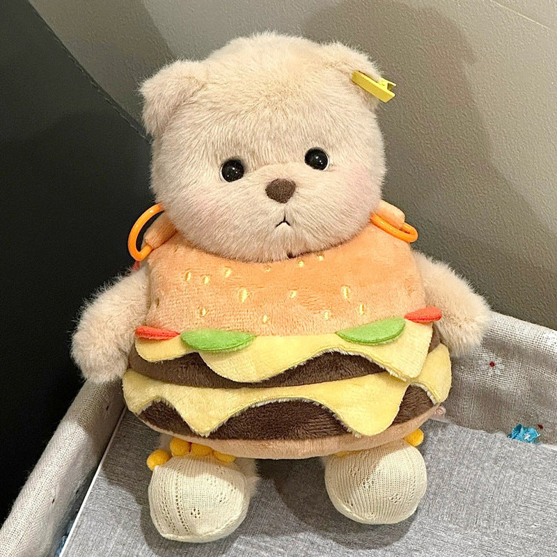 Hamburger Potato Chips Bear Cute Doll Pendant Crossbody Bags