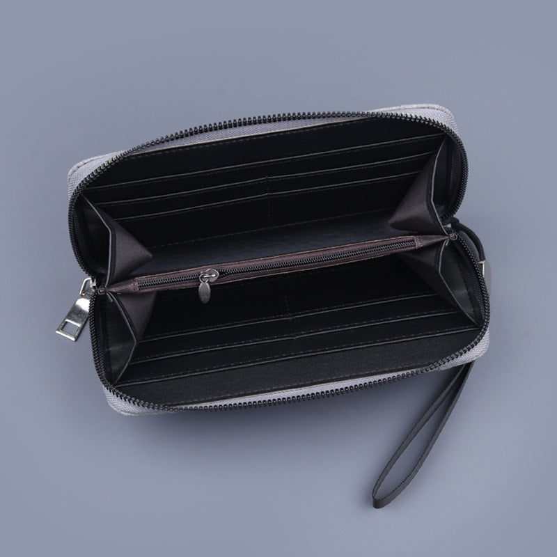 Men's Canvas Long Clutch Zipper Mobile Large Men's Wallets