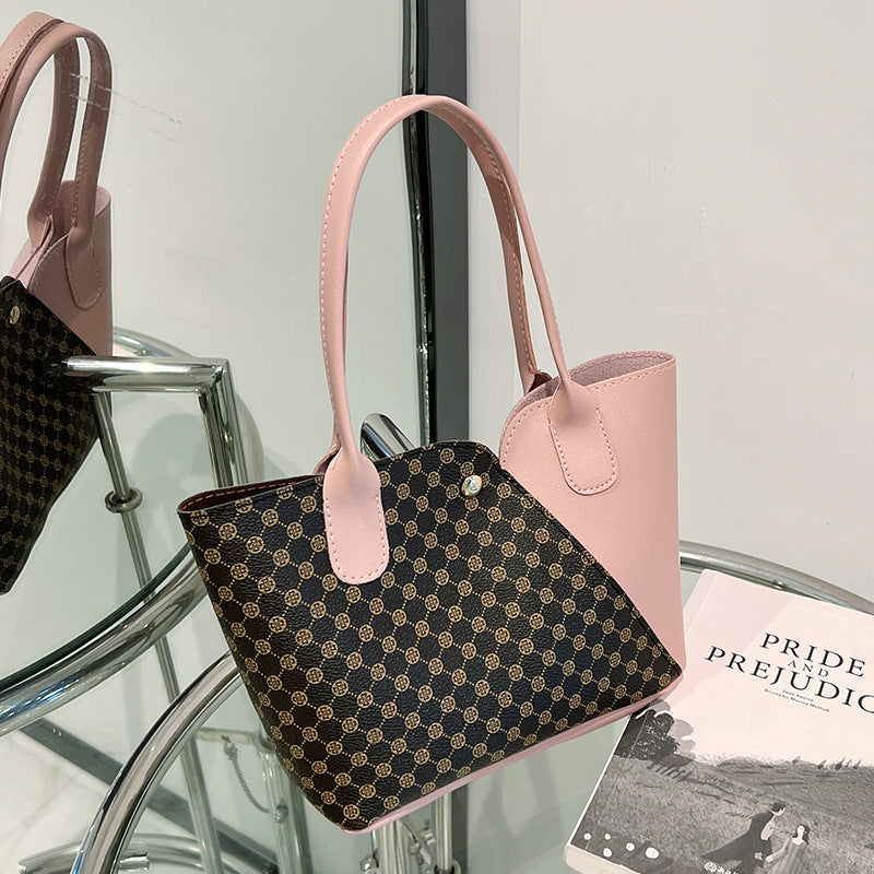 Women's Contrast Stitching Hand Holding Single Handbags