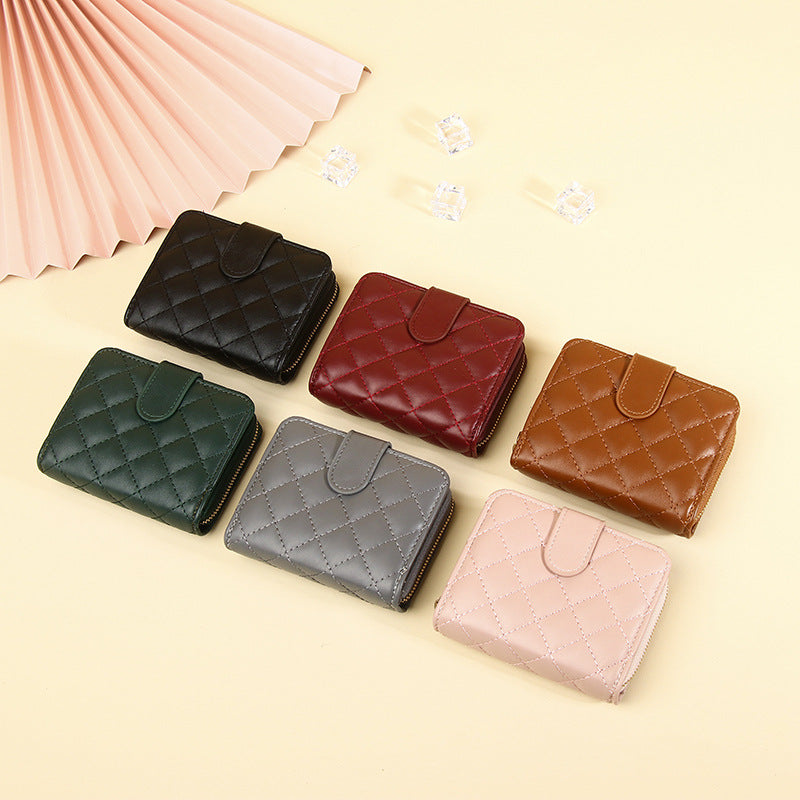 Women's Female Diamond Fashion Short Korean Style Coin Purses
