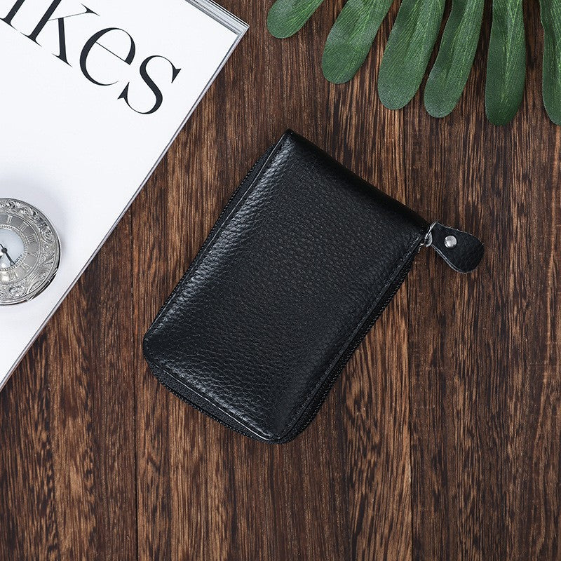 Women's & Men's Cowhide Expanding Multiple Slots Large Capacity Clamp Card Holder