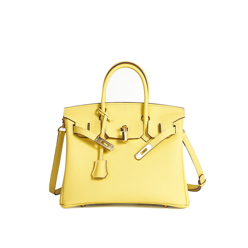 Women's Line First Layer Cowhide Handmade Litchi Grain Handbags