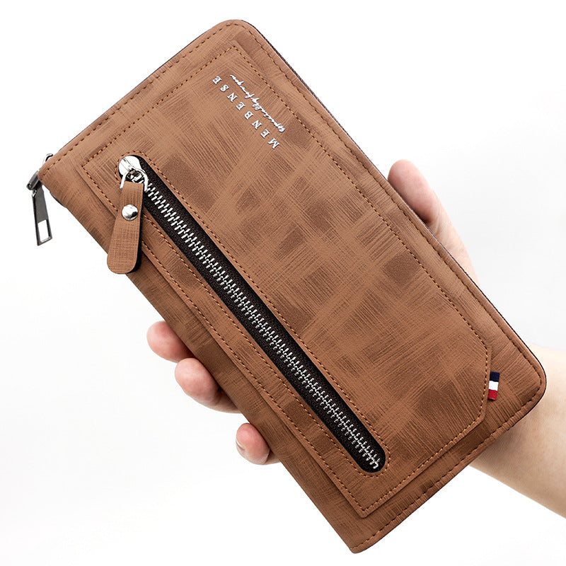 Men's Patchwork Zipper Fashion Leisure Clutch Large Men's Wallet