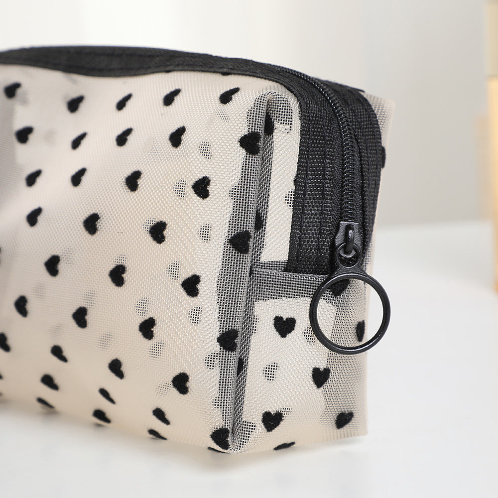 Graceful Portable Love Mesh Style Carry-on Cosmetic Bags
