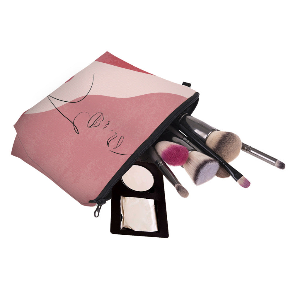 Artistic Lines Face Printing Storage Wash Cosmetic Bags