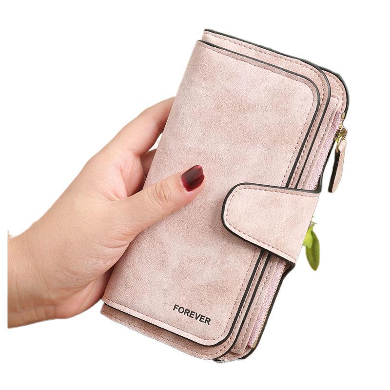 Women's Frosted Leather Clutch Stitching Design Ladies Wallet