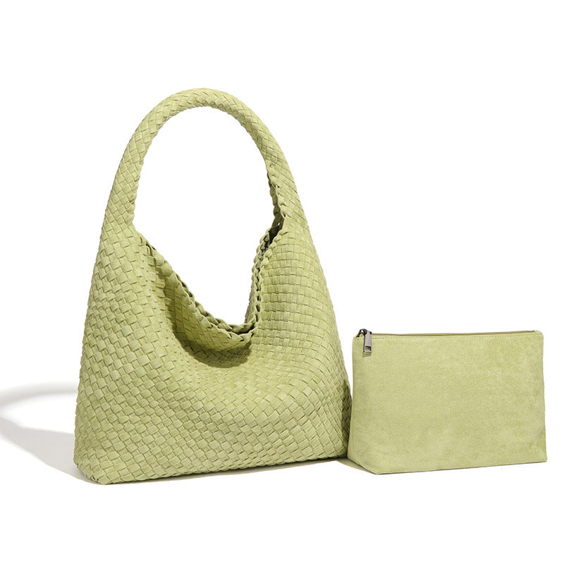 Women's Handmade Woven Idle Style Single Underarm Bucket Bags
