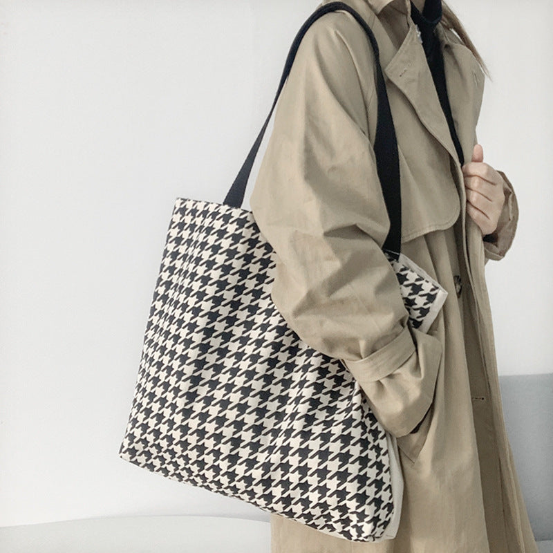 Female Pattern Retro Easy Matching Canvas Large Shoulder Bags