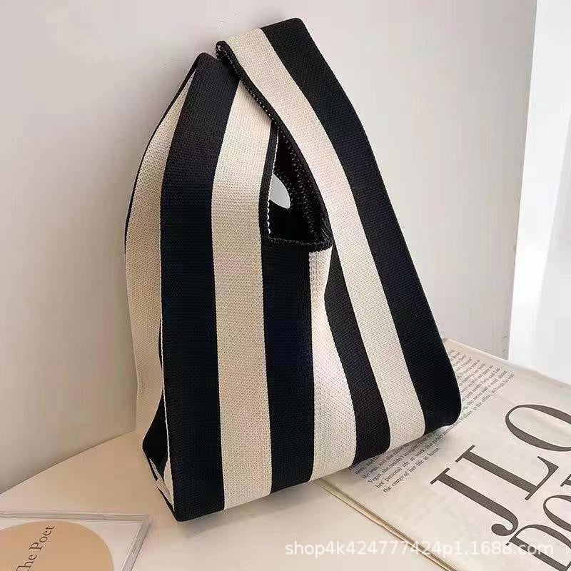 Women's Capacity Striped Knitted Portable Out Bags