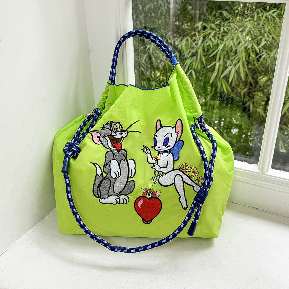 Authorized Embroidered Shopping Female Cartoon Fashion Portable Shoulder Bags