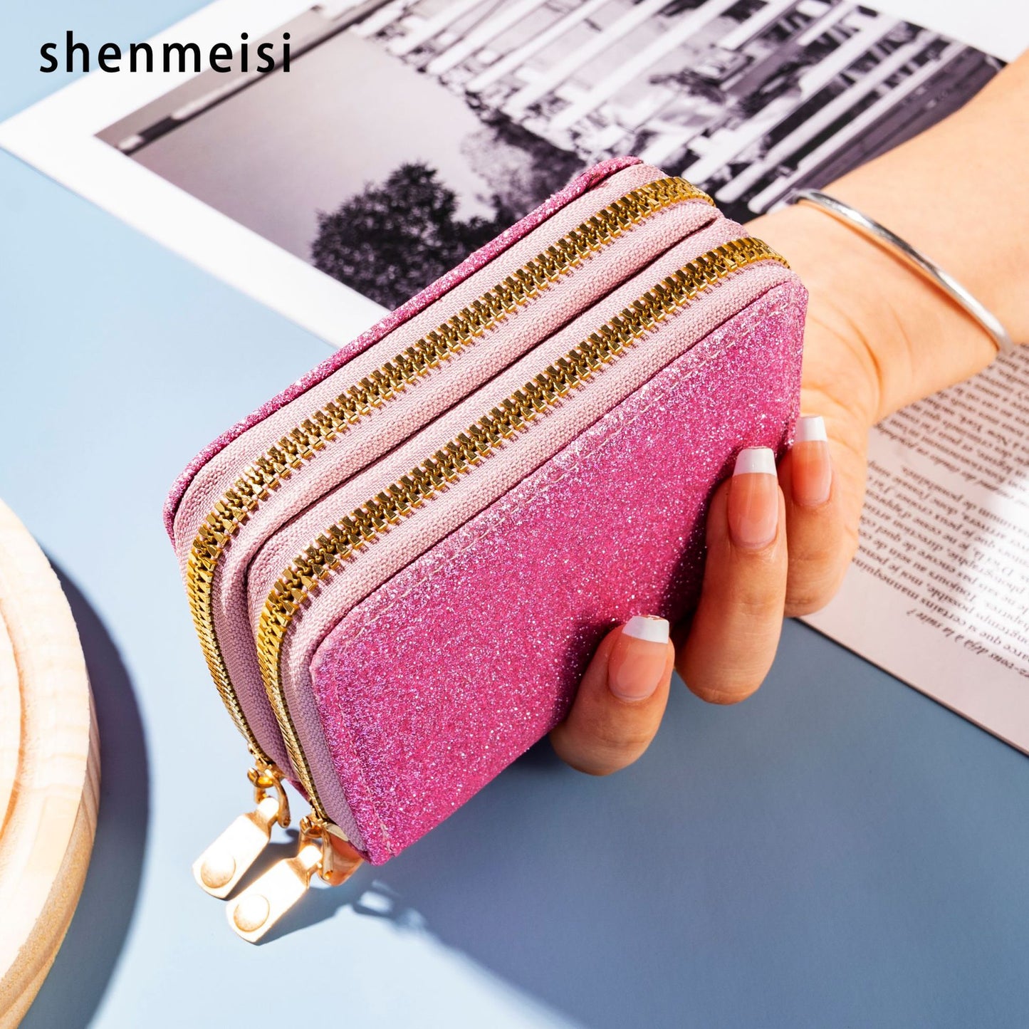 Women's Starry Flash Cover Multiple Slots Document Card Holder