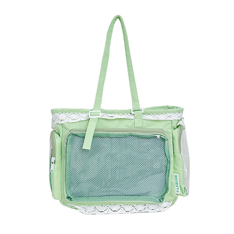 Girly Large Capacity Transparent Millet Bar Board Food Volume Lace Women's Messenger Bag