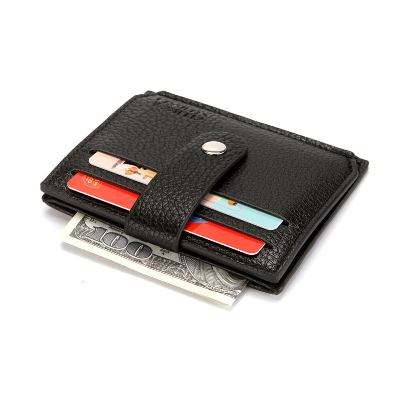 Women's & Men's & Lychee Pattern Portable Zipper Bank Card Holder