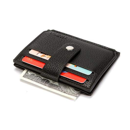 Women's & Men's & Lychee Pattern Portable Zipper Bank Card Holder