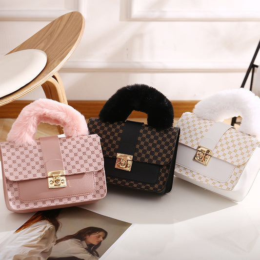 Elegant Versatile Plush Fashion Chain Printed Crossbody Bags