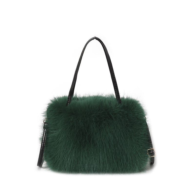 Charming Women's Imitation Fox Plush Winter Women's Messenger Bag