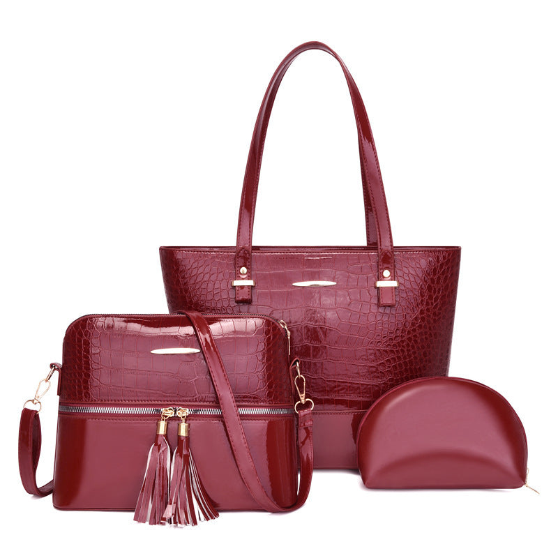 Women's Fashionable Paint Large Capacity Three-piece Women's Shoulder Bag