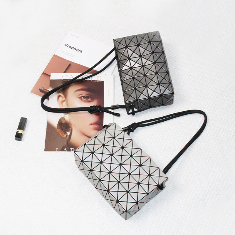 Charming Women's Drawstring Pillow Rhombus Simple Bucket Bags