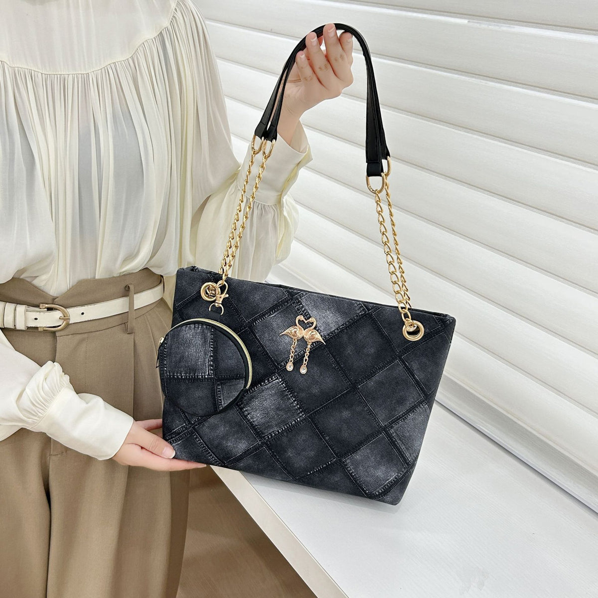 Women's Niche Advanced Texture Two-piece Rhombus Quilted Women's Shoulder Bag