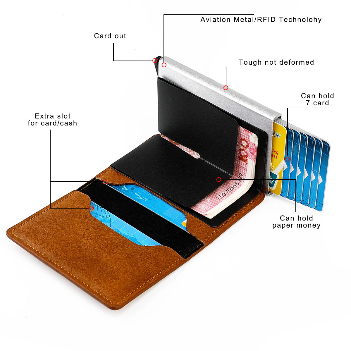 Men's Aluminum Alloy Credit Metal Cassette Business Card Holder