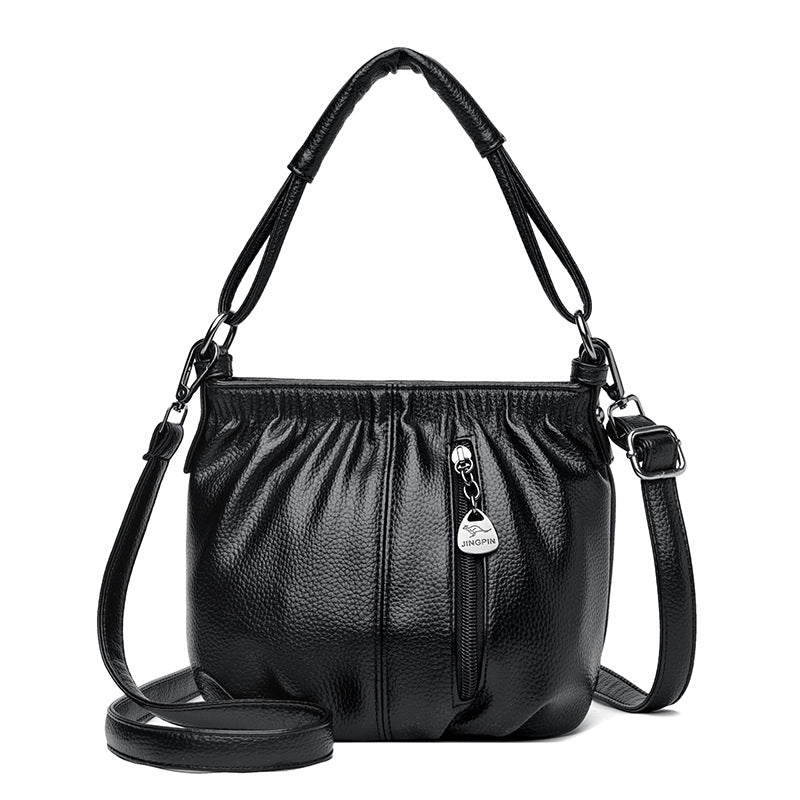 Fashion Minority Design Pleated Simple Solid Color Korean Style Women's Messenger Bag