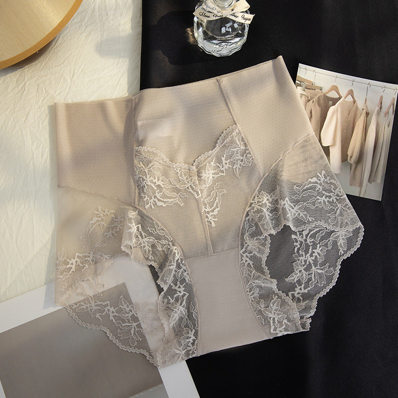 Women's High Waist Lace Belly Contracting Underwear Cotton Panties