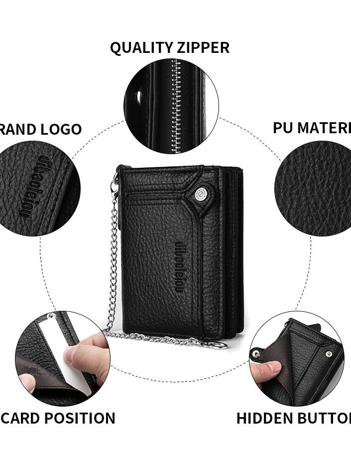 Men's Chain Retro Driving License Zipper Men's Wallets