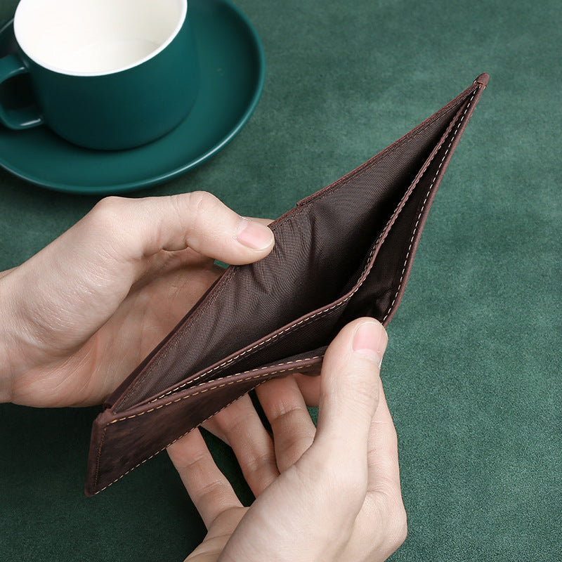 Men's Vintage Crazy Horse Leather Swiping Oil Men's Wallets