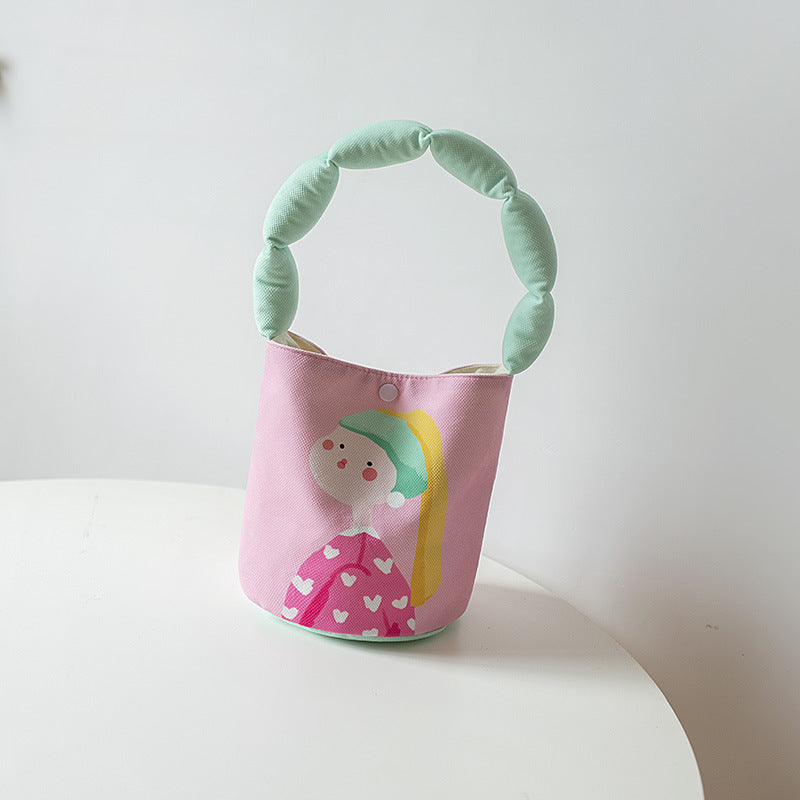 Women's Portable Underarm Cute Cartoon Cotton Handbags