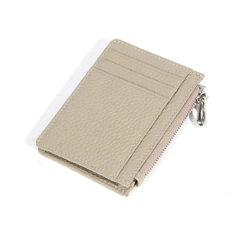Women's & Men's & Leather Cowhide Solid-color Thin Section Card Holder