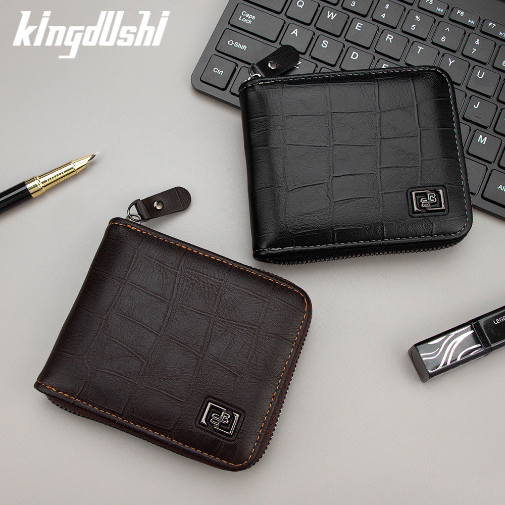 Men's Classic Crocodile Pattern Short Chain Hinge Men's Wallet