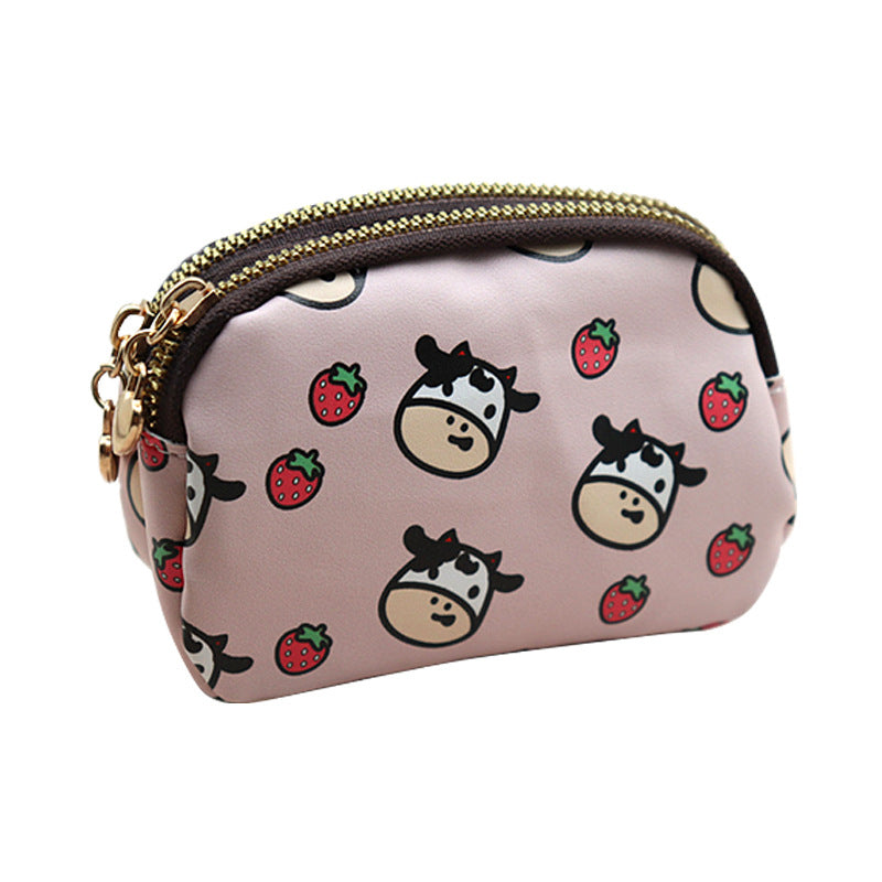 Cool Fresh Double Zipper Cute Cow Ladies Wallets
