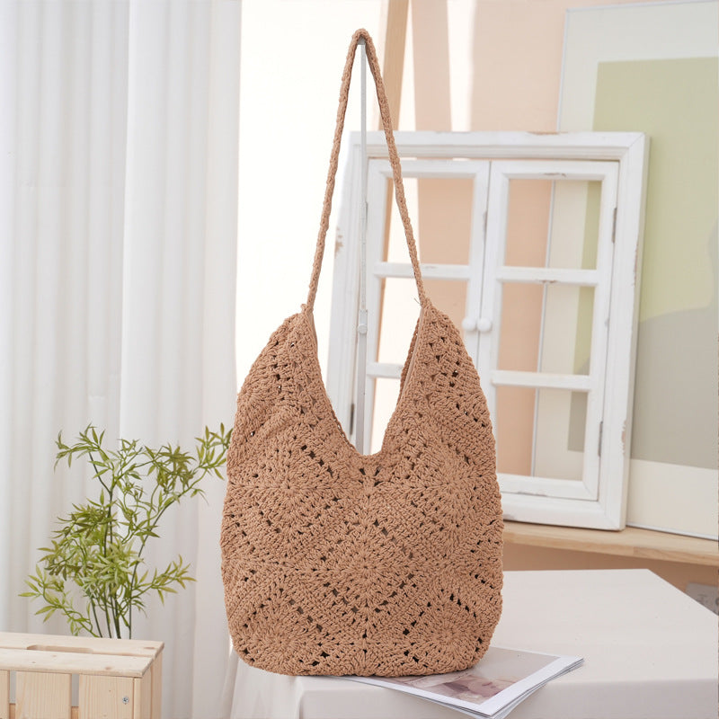 Women's Artistic Woven Mori Leisure Handmade Crochet Underarm Vacation Style Bags