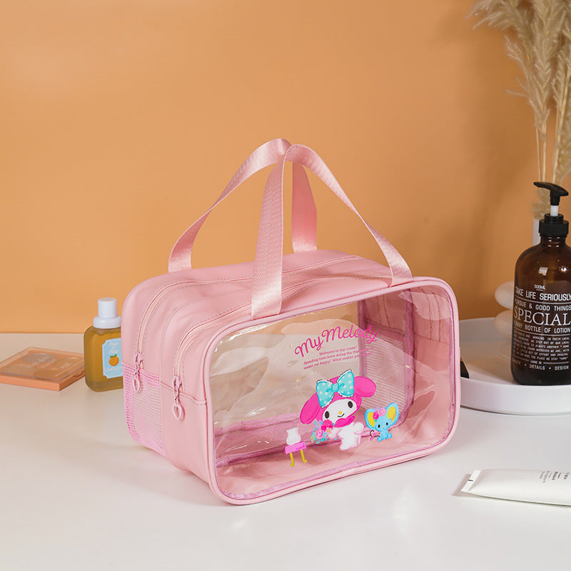 Dry Wet Separation Transparent Portable Double Layer Cosmetic Bags